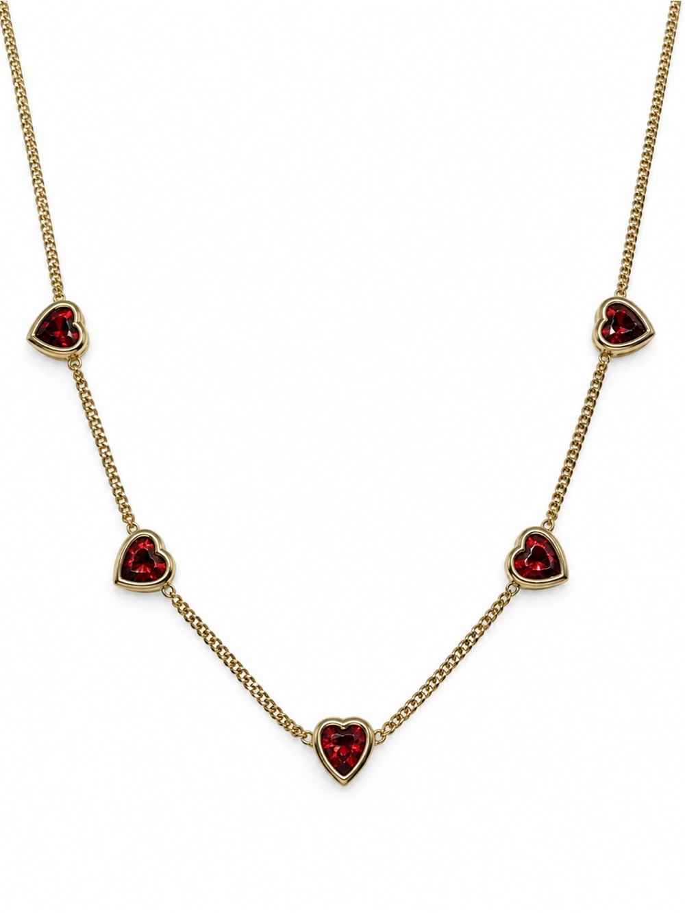 Givenchy Gold-Tone Red Heart Statement Necklace